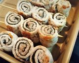 お弁当にも★かわいい【クルクル磯辺豚串】作り方5写真