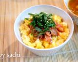 ピリ辛挽肉と半熟目玉焼きのカフェ丼作り方8写真