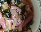 ずいきとわかめの酢の物作り方4写真