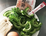 レンジで簡単 減塩 ゴーヤと豆腐の卵とじ作り方1写真