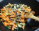 本しめじ、ヒラタケ、夏野菜のソース炒め作り方8写真