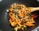 本しめじ、ヒラタケ、夏野菜のソース炒め作り方10写真