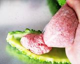 ゴーヤの豚ミンチ乗せ焼き。トースターで。作り方3写真