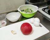 【菜食】トマトと卵、長ねぎの適当な炒め物作り方1写真