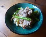 アスパラと豚肉の味噌バター炒め♪作り方5写真