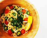 超簡単☆オクラとトマトの夏野菜和風パスタ作り方5写真