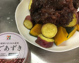 かぼちゃとおさつの小豆のせ いとこ煮風作り方7写真