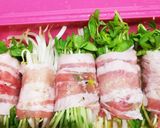 レンジで簡単！豚肉の豆苗&もやし巻き♪作り方3写真