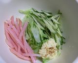 ハム+レタス+胡瓜のマヨコリアンダー和え作り方2写真