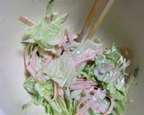 ハム+レタス+胡瓜のマヨコリアンダー和え作り方3写真