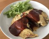 オムレツ　ハンバーグインサイド作り方6写真