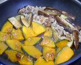 簡単！牛バラ茄子かぼちゃの味噌炒め作り方3写真