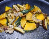 簡単！牛バラ茄子かぼちゃの味噌炒め作り方4写真