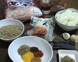 レンズ豆とレンコンと鶏挽肉のドライキーマ作り方1写真