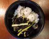 ひじきとアスパラガス 雑穀米の三色丼作り方2写真