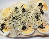 しらす×茹で卵　海苔胡麻塩バジルトースト作り方3写真