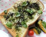 バジル香❀塩昆布青海苔×チーズのトースト作り方3写真