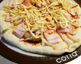 照り焼き風ベーコンオニオン和風ピザ作り方4写真