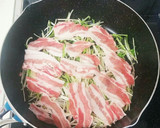 超絶かんたん!豚肉と水菜の重ね蒸し焼き作り方3写真