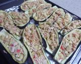 ナスとカニカマで　味噌味茄子ボート作り方3写真