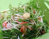 １分★簡単【水菜とカニカマのなめ茸和え】作り方5写真