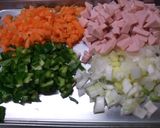 おさかなソーセージのひじきチャーハン作り方1写真