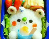 キャラ弁 かき氷を持った白くまちゃん弁当作り方4写真