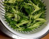 簡単フルーツ系ドレッシングで水菜サラダ作り方1写真