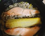 秋鮭とトウモロコシ、きのこの炊き込みご飯作り方3写真