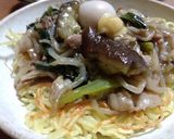 豚バラとなすと小松菜のあんかけ焼きそば作り方13写真