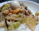 豚バラとなすと小松菜のあんかけ焼きそば作り方17写真