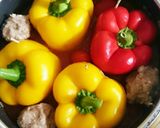 もち麦inパプリカ肉詰め トマトソース作り方14写真