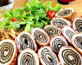 お弁当に豚薄切り肉のぐるぐる巻きとんかつ作り方8写真