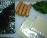 ウインナーの海苔シソちー巻き焼き作り方1写真