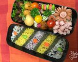 カラフルストライプ弁当作り方1写真