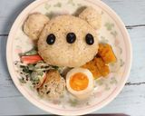 ハート持ったクマさん弁当作り方1写真