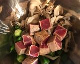 炙り中トロ、オクラ、きのこの胡麻山葵和え作り方5写真