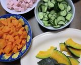 野菜でお絵かき、ハロウインオムレツよ～作り方1写真