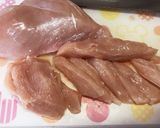 簡単★鶏むね肉の一口トンカツ風★作り方1写真