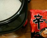炊くだけで簡単♡辛deラーメンライス作り方1写真
