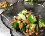 オクラ納豆茗荷塩昆布の和え物作り方3写真