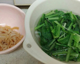 水菜と小松菜とくらげのポン酢和え作り方1写真