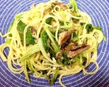 カボスとオイルサーディンと水菜のパスタ作り方4写真