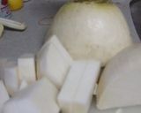 味噌風味大根とイカの煮物　(聖護院大根）作り方1写真