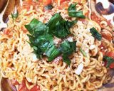 辛ラーメンでフレッシュトマトと鯖缶パスタ作り方5写真