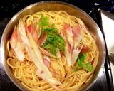わさび菜と秋みょうがのペペロンチーノ作り方4写真
