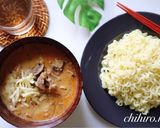旨辛☆豆乳のカレーチーズつけ麺作り方6写真