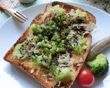 ブロ茎の胡麻＊味噌＊おかかトースト作り方6写真