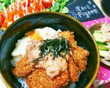 こぶおろしで簡単美味♪温玉とろろかつ丼作り方2写真