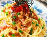 簡単！卵＆納豆＆ベーコンのペペロンチーノ作り方10写真